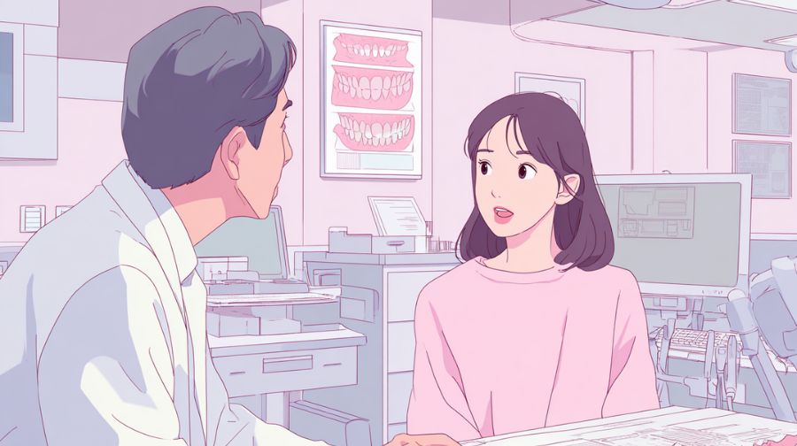 非抜歯矯正を説明する歯科医師